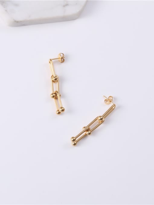 GROSE Titanium With Gold Plated Simplistic Charm Drop Earrings 4