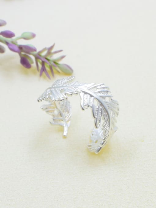 Silver Trendy Feather Shaped Silver Plated Ring
