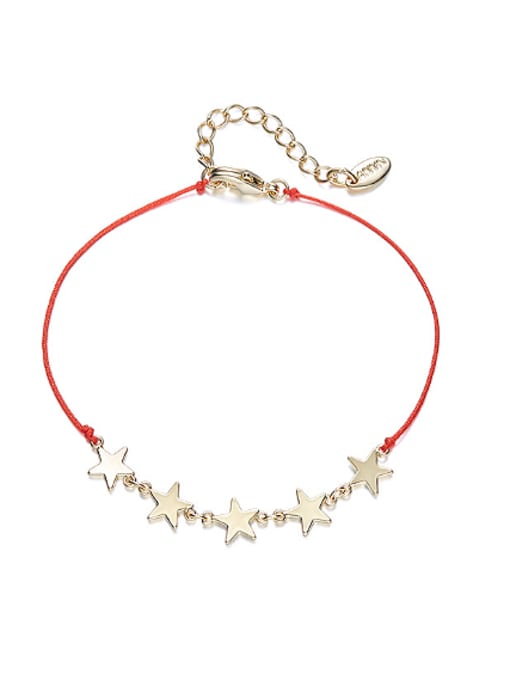 CEIDAI Simple Gold Plated Stars Red Rope Copper Bracelet 0