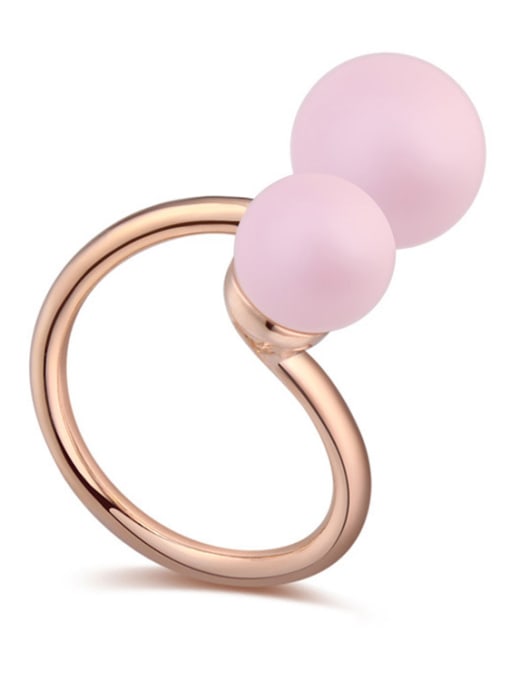 QIANZI Personalized Two Imitation Pearls Alloy Ring 1