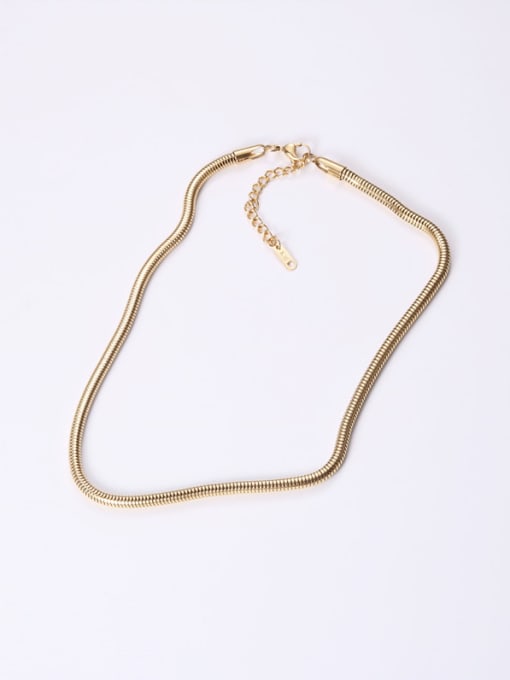 GROSE Titanium With Gold Plated Simplistic Snake Chain Necklaces 3