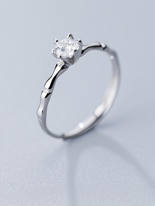 Rosh 925 Sterling Silver With Platinum Plated Classic Round Solitaire Rings