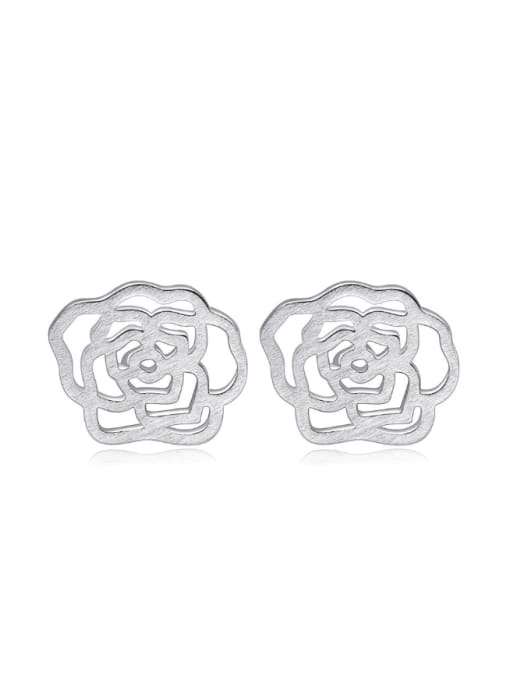 kwan Camellia Flower Wire Drawing Stud Earrings 0