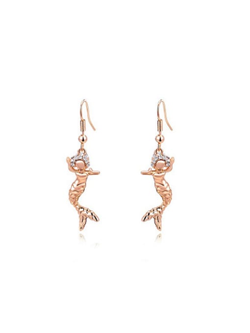 Rose Gold Personality Fish Shaped Austria Crystal Drop Earrings