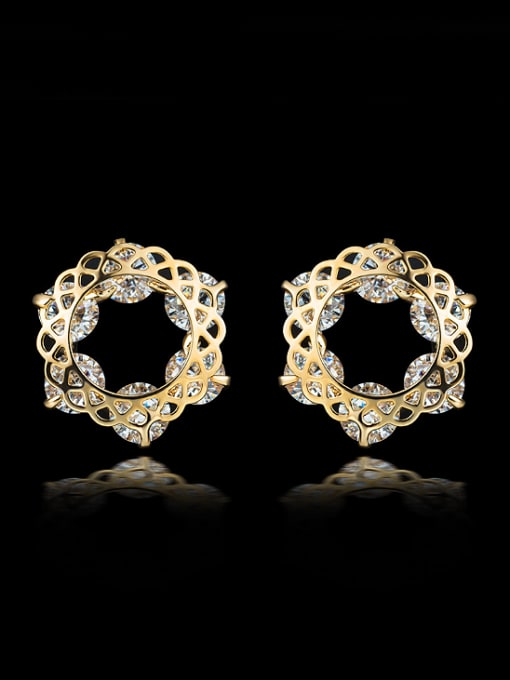 UNIENO Fashion Gold Plated Zircon Stud Earrings 0
