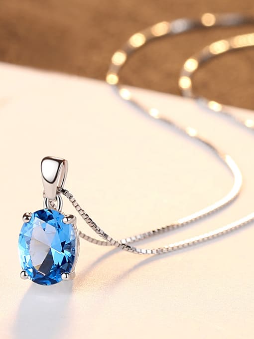 CCUI Sterling silver sky blue semi-precious stones minimalist necklace 0