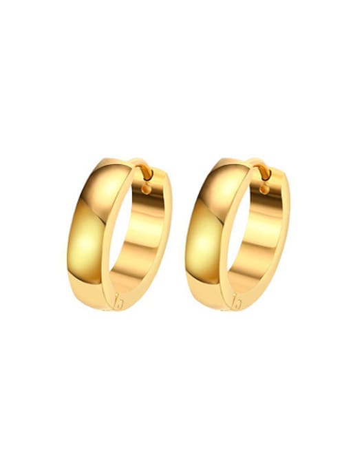CONG Temperament Gold Plated Geometric Titanium Clip Earrings 0