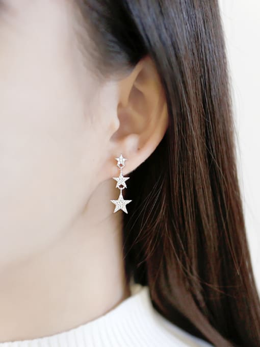 DAKA Fashion Tiny Zircon-studded Stars Silver Stud Earrings 1