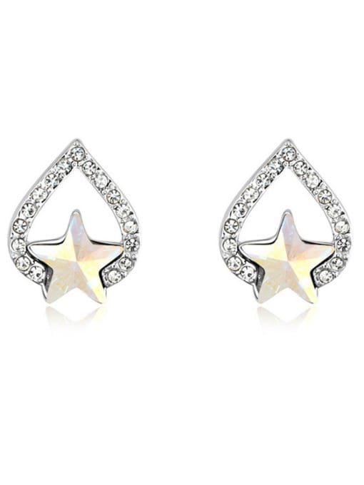 beige Fashion Star austrian Crystals Water Drop Alloy Stud Earrings