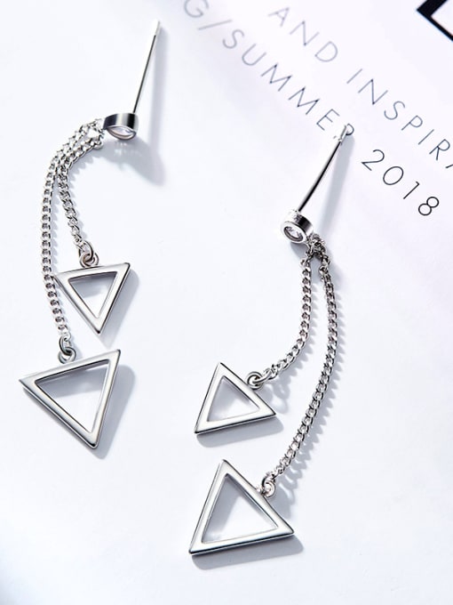 CEIDAI Simple Hollow Triangles 925 Silver Stud Earrings 2