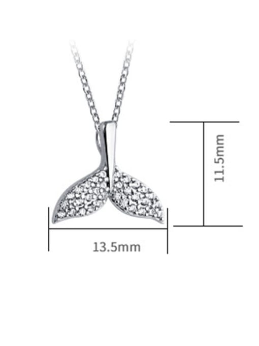 Dan 925 Sterling Silver With Cubic Zirconia Fashion Dolphin fishtail Necklaces 2