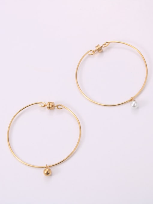 GROSE Titanium With Gold Plated Simplistic Round Bangles 0