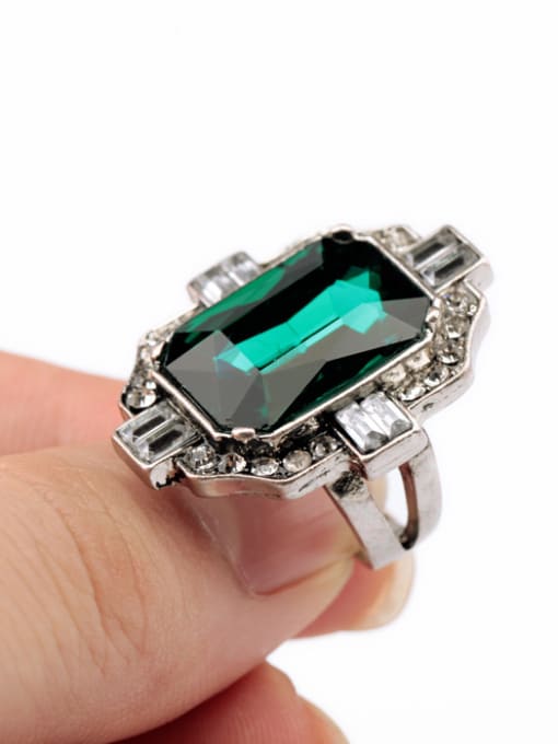 KM Fashion Emerald Glass Stones Alloy Ring 1