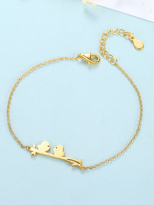 gold 925 Sterling Silver With Gold Plated Simplistic Little Bird Bracelets