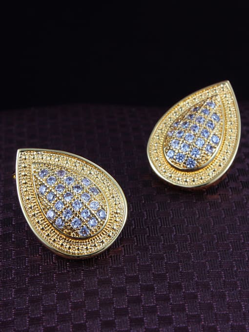 SANTIAGO Luxury 18K Gold Water Drop Shaped Zircon Stud Earrings 1