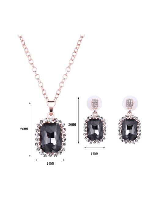 BESTIE Alloy Rose Gold Plated Fashion Artificial Black Stones Two Pieces Jewelry Set 2