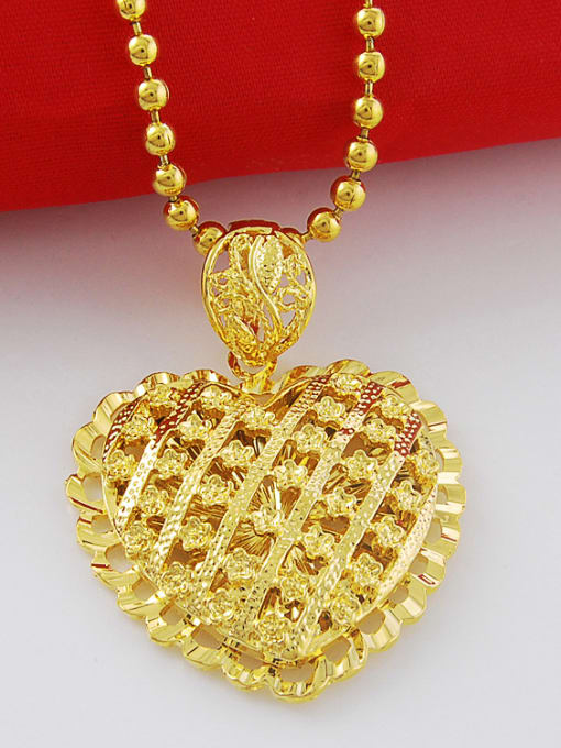 Yi Heng Da All-match 24K Gold Plated Hollow Heart Shaped Necklace 2