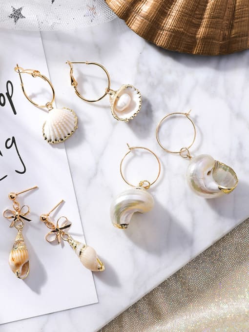 Girlhood Alloy With Gold Plated Cute Shell Earrings