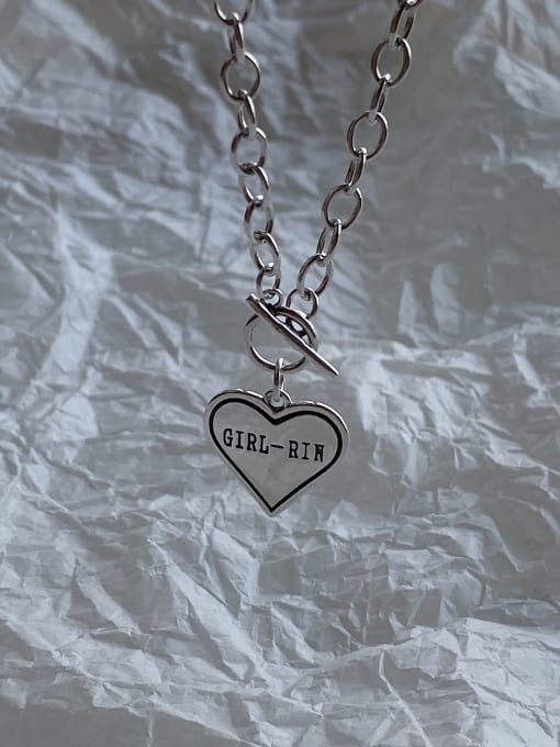 Boomer Cat 925 Sterling Silver With Antique Silver Plated Simplistic Heart-shaped Monogrammed Locket Necklace 2