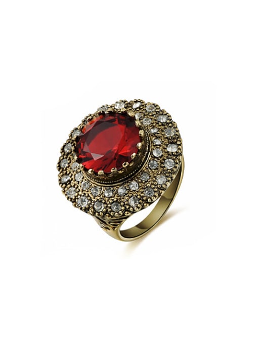 Ronaldo Personality Red 18K Gold Plated AAA Zircon Ring 0
