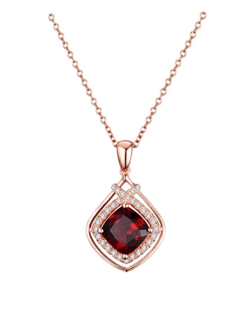 Deli Garnet Gemstone Rhombus Pendant 0