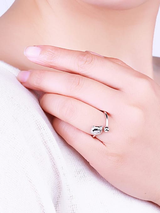 One Silver Women Lovely Cat Shaped Ring 1