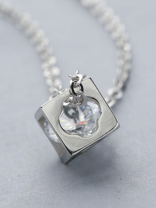 One Silver Women Square Necklace 2