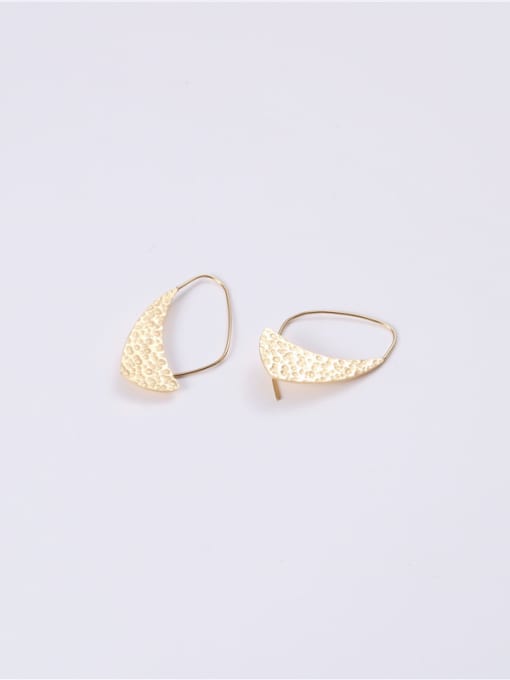 GROSE Titanium With Gold Plated Punk Concave Surface Irregular Hook Earrings 2