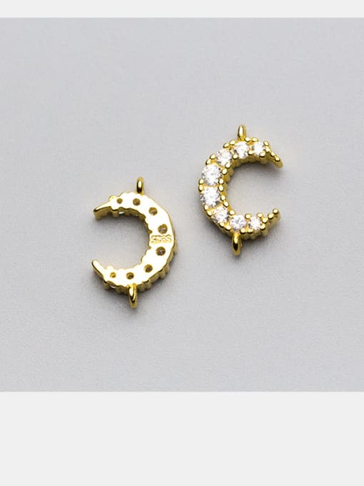 FAN 925 Sterling Silver With Silver Plated and Micro inlaid zirconium moon Connectors 1