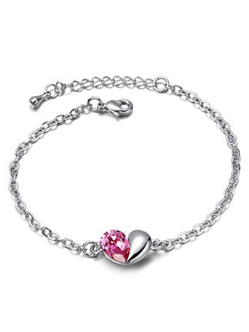 QIANZI Simple austrian Crystal Heart Alloy Bracelet 2