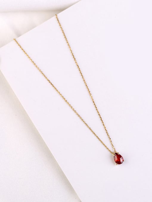 Peng Yuan Simple Red Stone Gold Plated Necklace 0