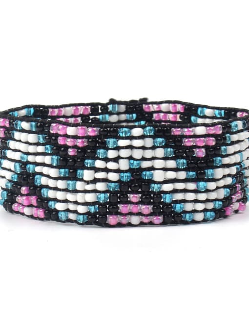 HB642-I Geometric Pattern National Style Exaggerate Woven Bracelet