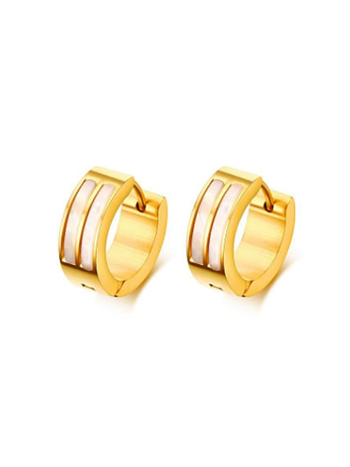 CONG Trendy Gold Plated Shell Geometric Shaped Clip Earrings 0