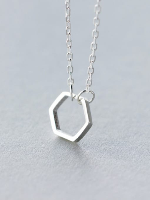 Rosh S925 Silver Minimalist Hexagon Short  Necklace 0