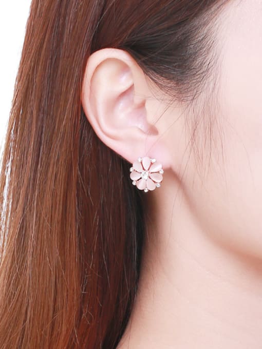 OUXI Women Temperament  Rhinestone Flower Shaped clip on earring 1