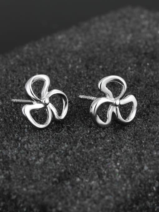 SANTIAGO Simple Tiny Hollow Flowery 925 Sterling Silver Stud Earrings 1