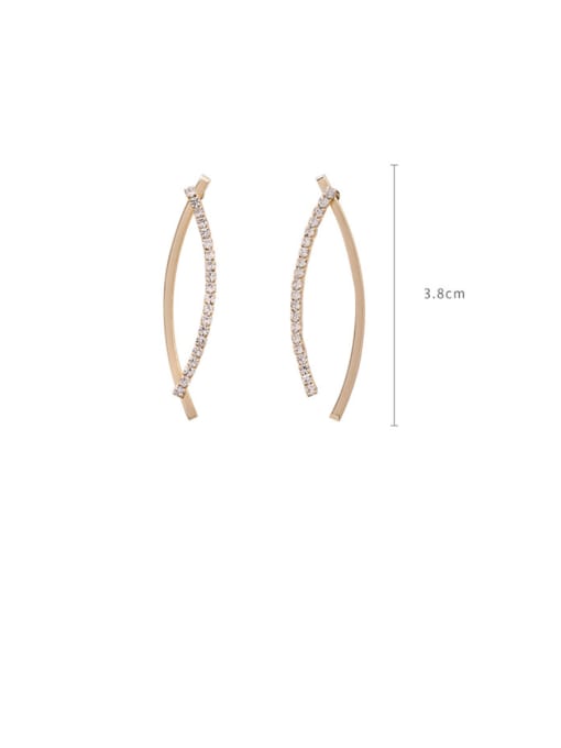 Girlhood Alloy With Platinum Plated Simplistic Micro-inlaid Line Curved Earrings 2