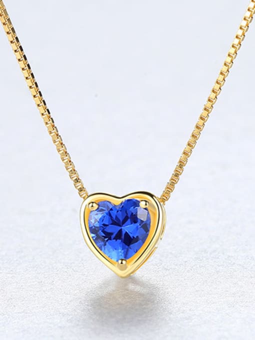 Blue Bu-20D01 Sterling silver minimalist heart-shaped semi-precious stones necklace