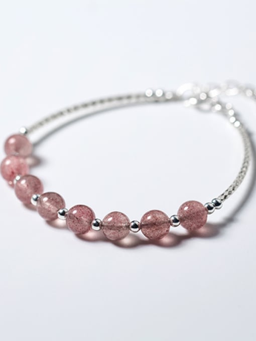 FAN 925 Sterling Silver With Silver Plated and strawberry crystals Add-a-bead Bracelets