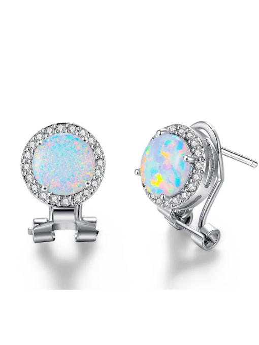 UNIENO Small Round Shaped Opal Stones Stud Earrings 0