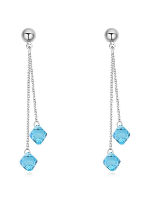 light blue Simple Clear austrian Crystal Alloy Drop Earrings