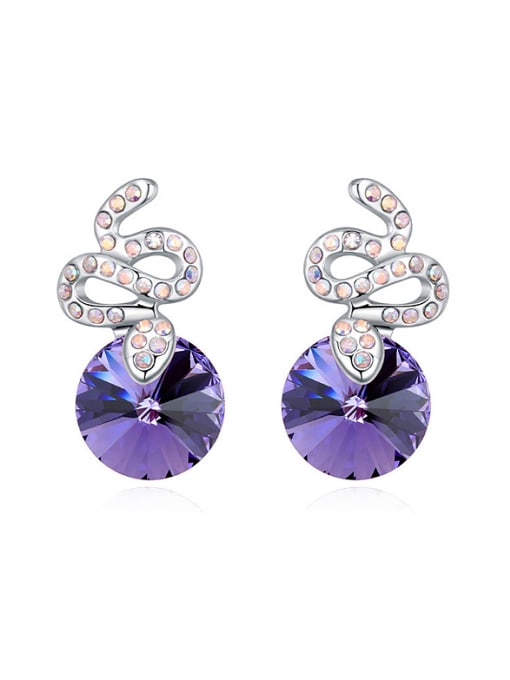 purple Fashion Cubic austrian Crystals Little Snake Stud Earrings