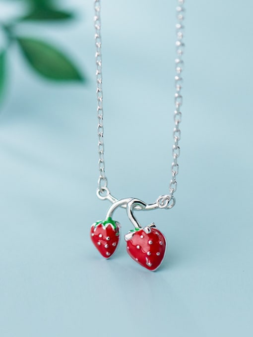 Rosh 925 Sterling Silver With Platinum Plated Simplistic Friut Cherry Necklaces 1