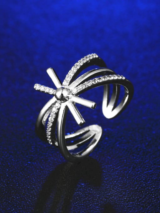 Wei Jia Fashion Cubic Zirconias Flower Copper Ring 1