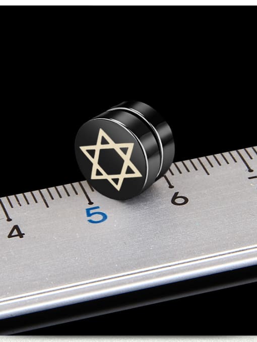 BSL Stainless Steel With Black Gun Plated Personality Star of david Stud Earrings 1