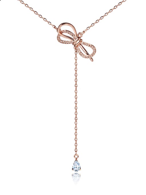 BSL Stainless Steel With Rose Gold Plated Fashion Bowknot Necklaces 0