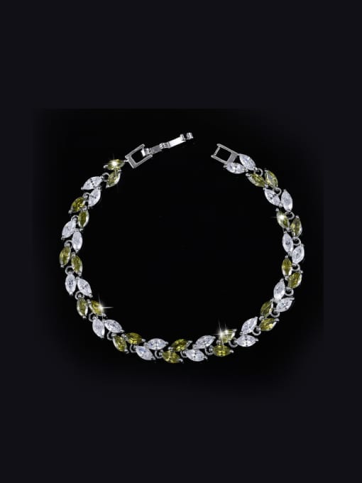 green 17.8Cm Fashion AAA Zircon Leave-shape Bracelet