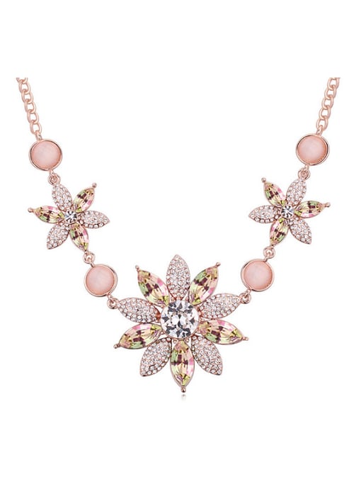QIANZI Fashion Flowery Pendant austrian Crystals Alloy Necklace 2