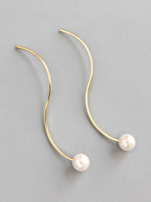 DAKA Sterling silver  simple S type imitation pearl  ear wire