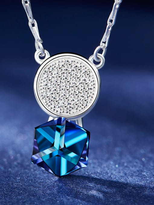 Circle Blue Crystal S925 Silver Necklace